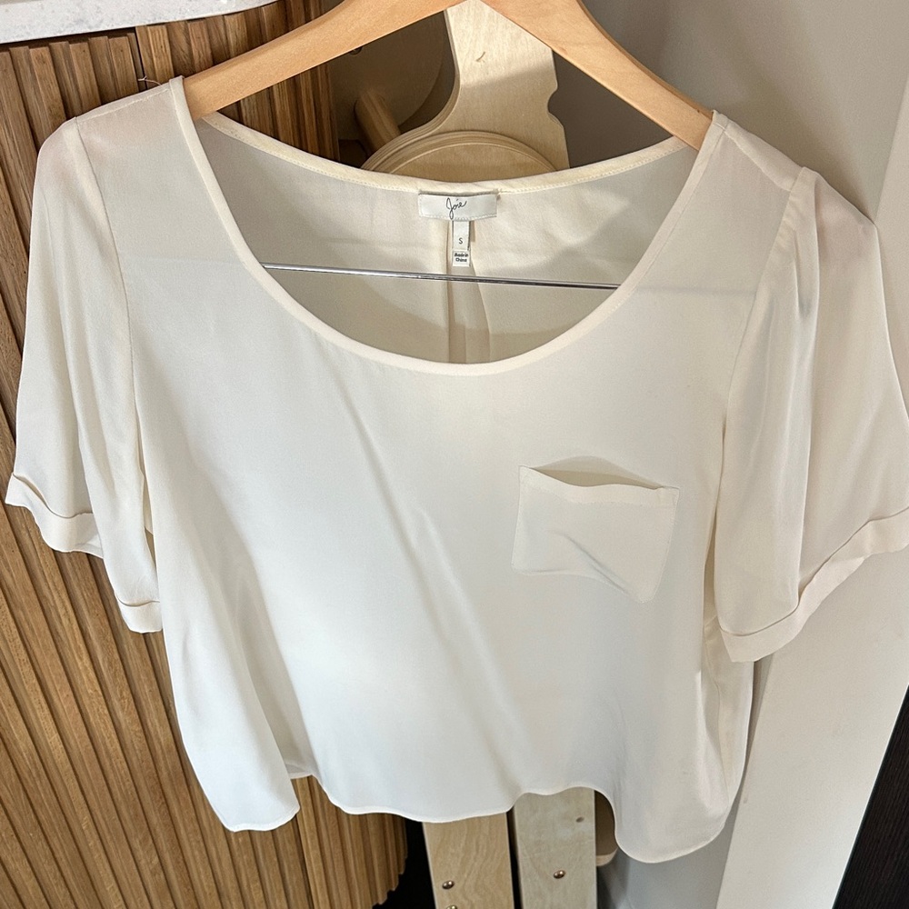 Joie Cream silk Blouse with Pocket Detail